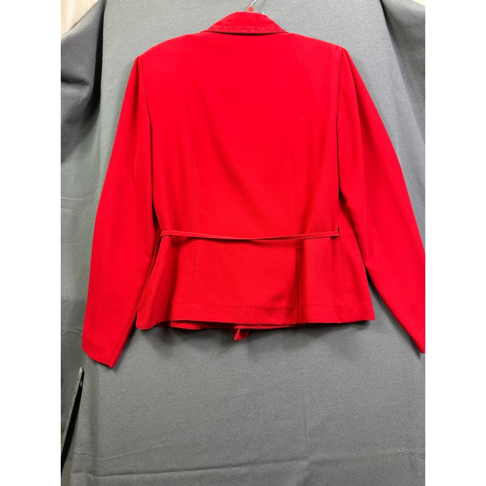 Plaza South Red Wrap Jacket Embroidered Trim Side Tie Blazer Size 8 0225445 - Picture 14 of 14